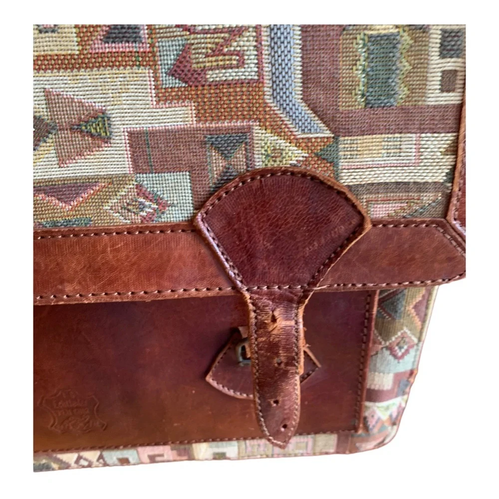 Echteleder vintage tapestry briefcase